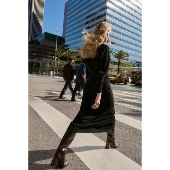 ZARA BELTED MIDI DRESS - Picture 5 of 10